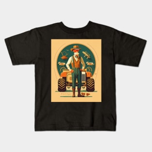 The farmer is strong with his tractor Kids T-Shirt